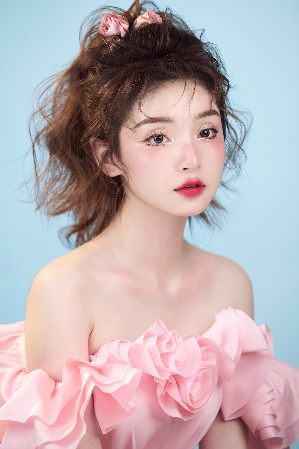 繆斯玫瑰精靈少女 空氣感靈動(dòng)高馬尾抽絲造型